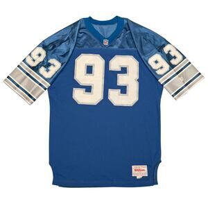 Vintage Detroit Lions #93 Jersey Wilson Jerry Ball NFL Blue Size 50 Signatures